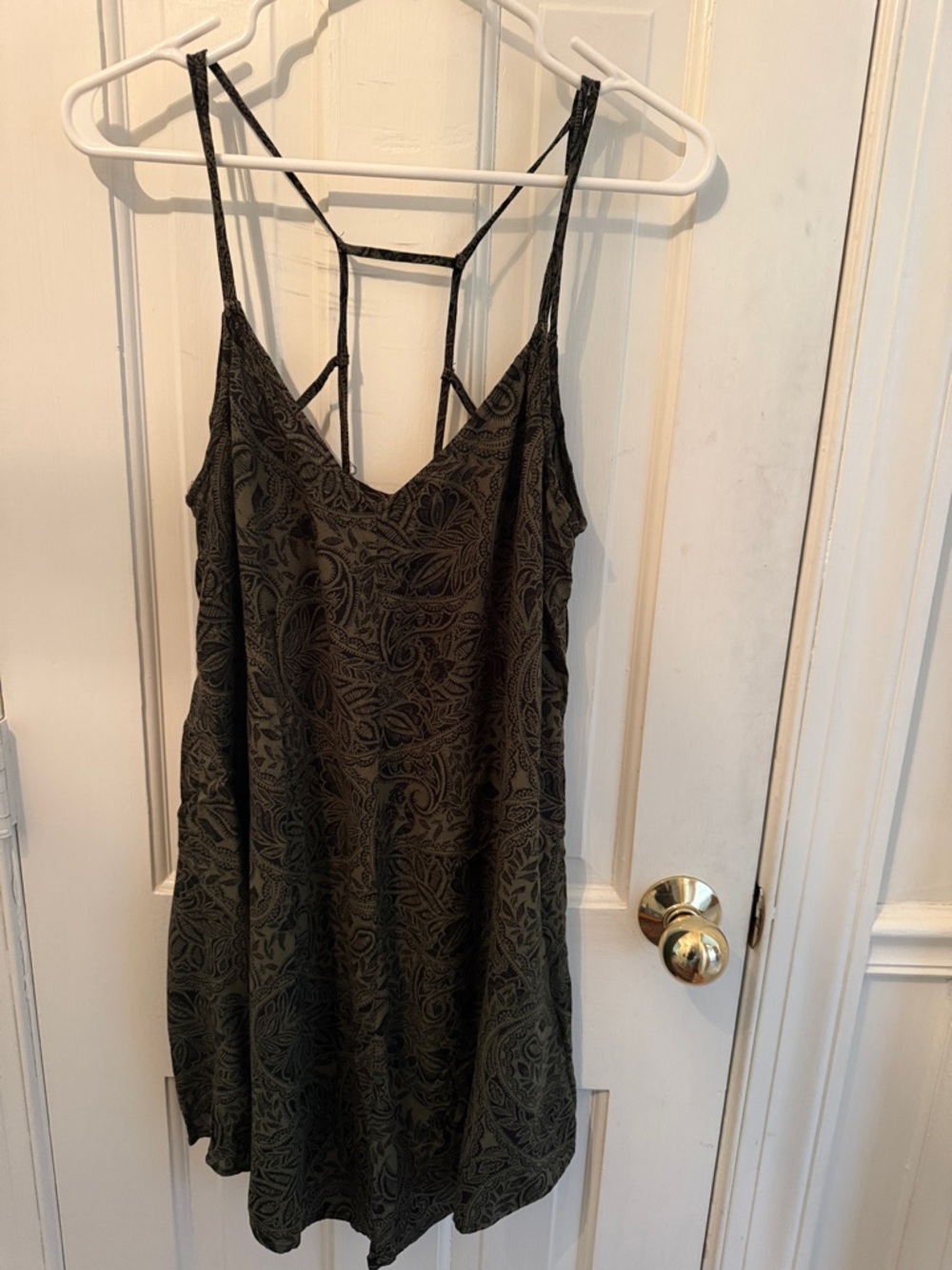Abercrombie & Fitch paisley patterned mini dress, olive and black, sz S